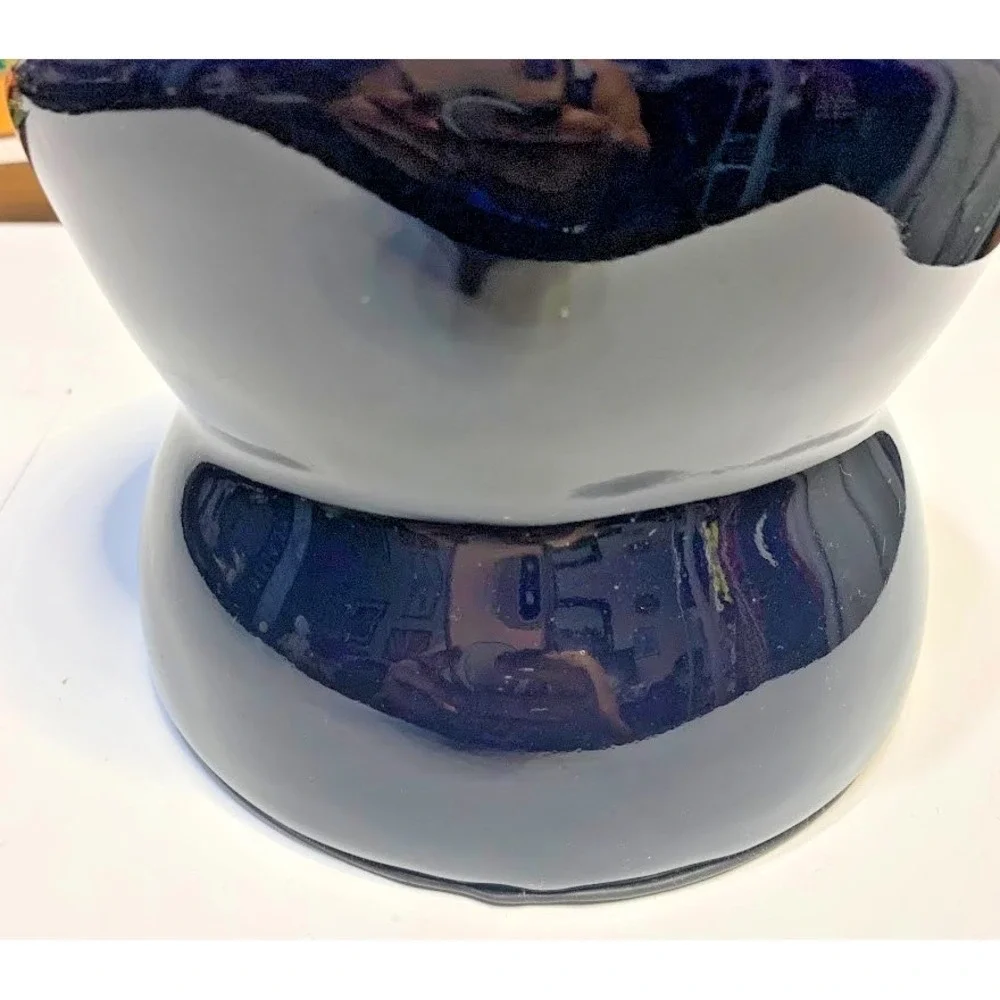 Tommy Bahama Small Pet Bowl Dish Raised Elevated Small Stonewear Cobalt‎ Blue